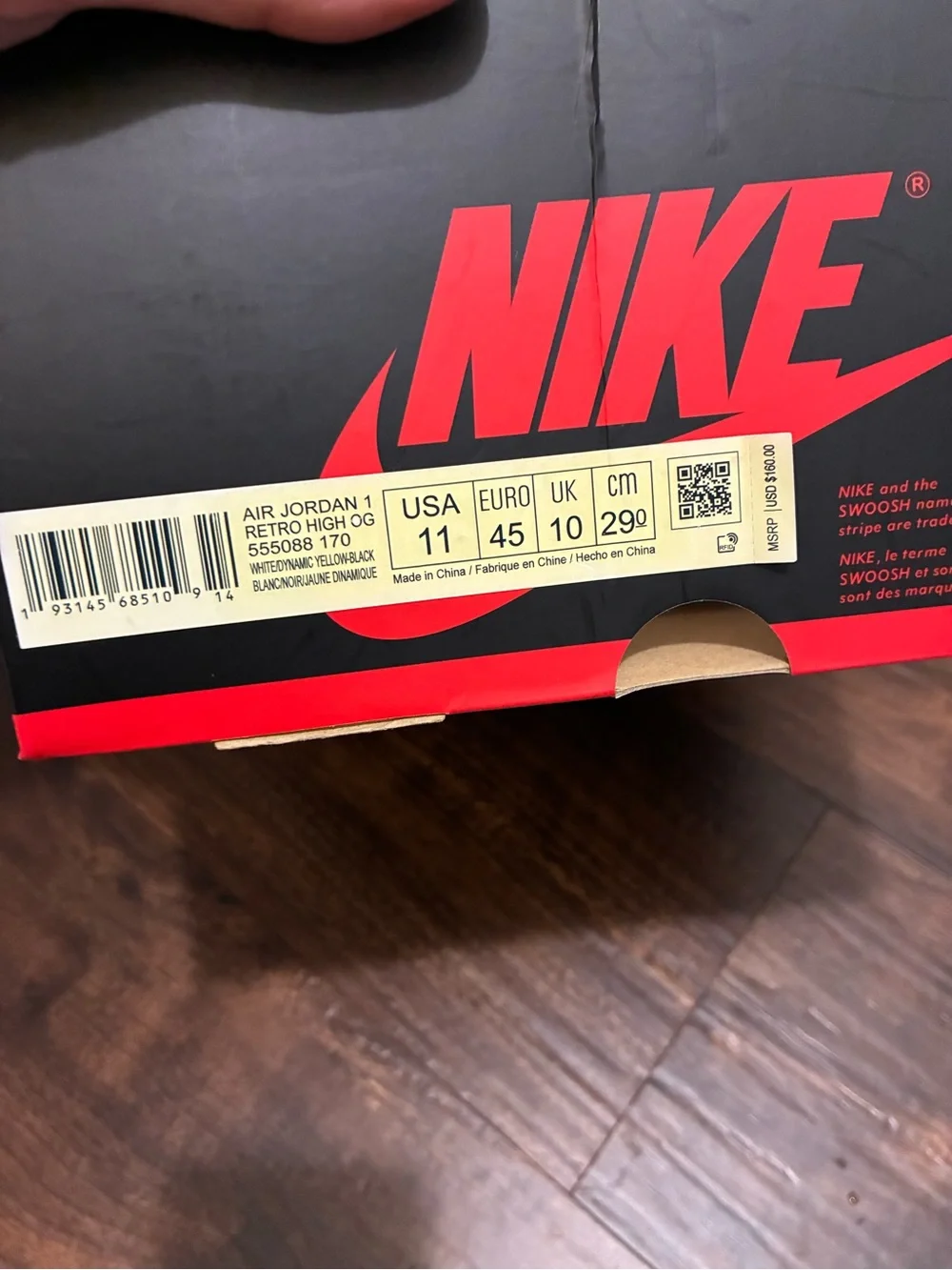 Jordan Retro 1 “First Class Flight” size 11 worn only a few times in great cond.